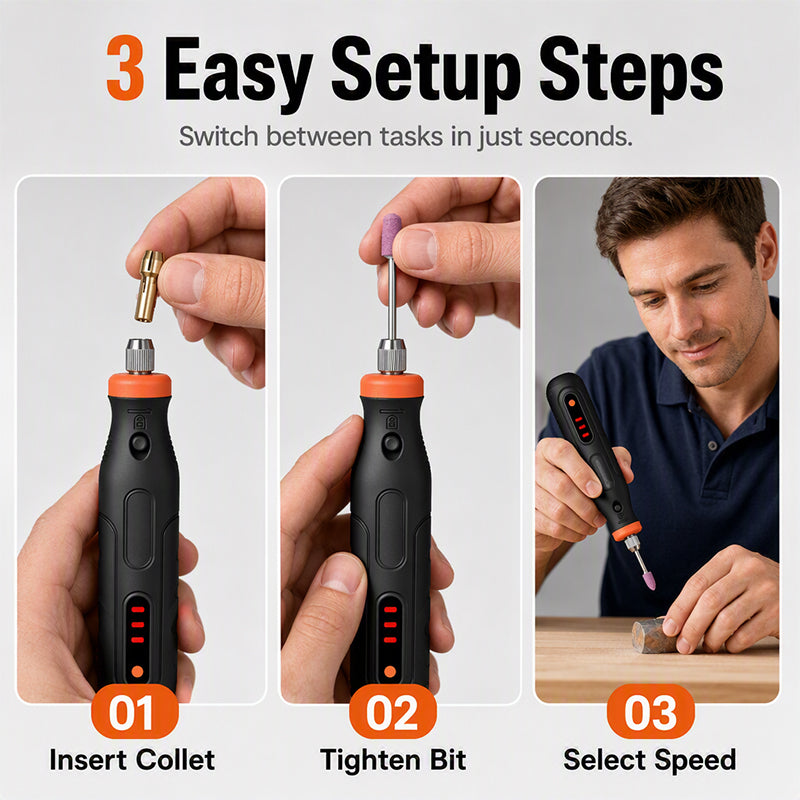 ⏰50% OFF⏰ Mini Handheld Cordless Rotary Tool – 3-Speed, 4V Battery, 100g – Includes 40+ Accessories – Perfect for DIY & Crafts! 🔋
