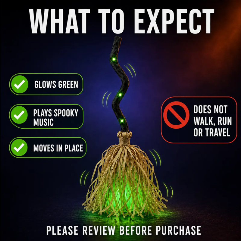 🎉 2026 Sale — Over 23 900 Sold!🔥 Animated Witch Broom with Lights & Spooky Sounds