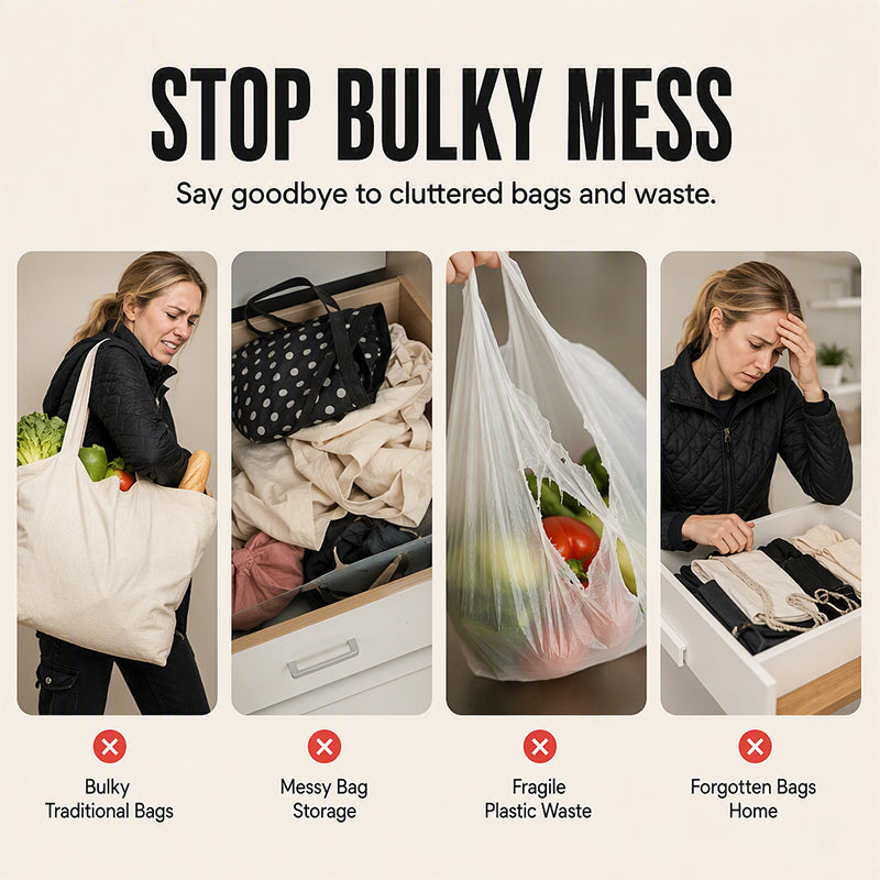 🥳2026 TOP PICK🥳 Roll-Up Shopping Bag – Compact Disc Design, Expands to 33x40cm – Tear-Resistant, Eco-Friendly – Perfect for Groceries & Travel! 🛡️💨