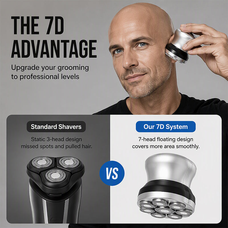 🥳2026 TOP PICK🥳 Electric Head Shaver – 7D Independent Floating Heads, Ergonomic Palm Grip – Full Waterproof, Rechargeable – Close Shave in Fewer Passes! 🛡️💨