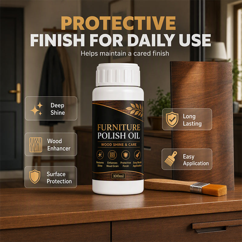 🥳2026 TOP PICK🥳 Wood Care Oil – Revives Dull Wood Surfaces, Boosts Shine & Depth – Protective Finish, Includes Application Brush! 🛡️💨