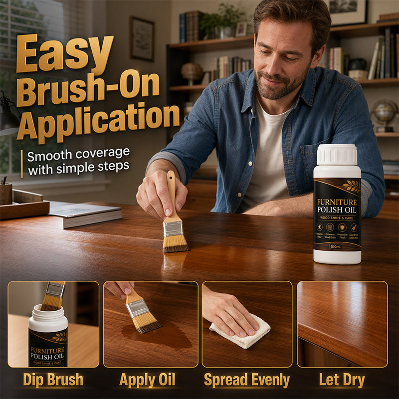 🥳2026 TOP PICK🥳 Wood Care Oil – Revives Dull Wood Surfaces, Boosts Shine & Depth – Protective Finish, Includes Application Brush! 🛡️💨