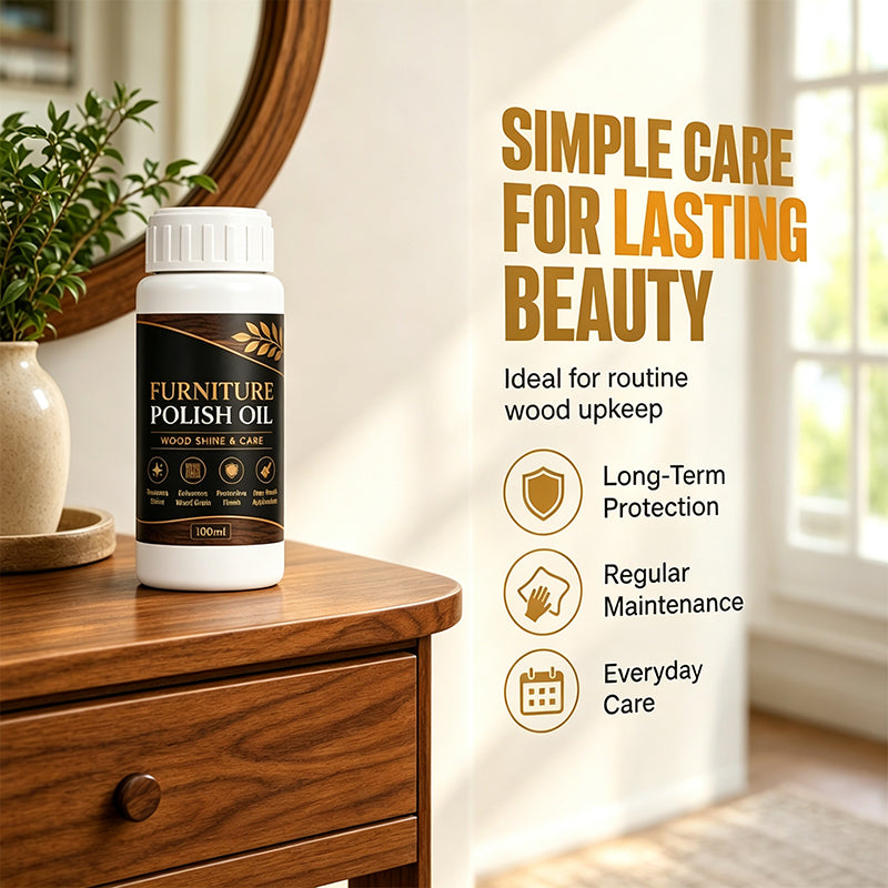 🥳2026 TOP PICK🥳 Wood Care Oil – Revives Dull Wood Surfaces, Boosts Shine & Depth – Protective Finish, Includes Application Brush! 🛡️💨