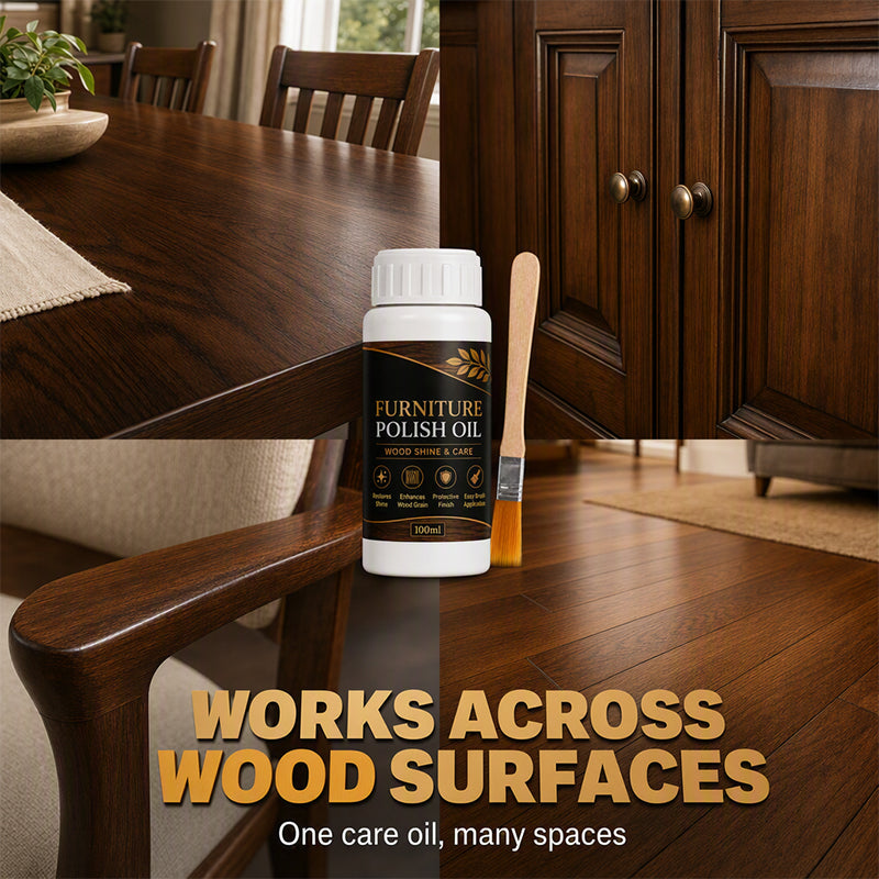 🥳2026 TOP PICK🥳 Wood Care Oil – Revives Dull Wood Surfaces, Boosts Shine & Depth – Protective Finish, Includes Application Brush! 🛡️💨