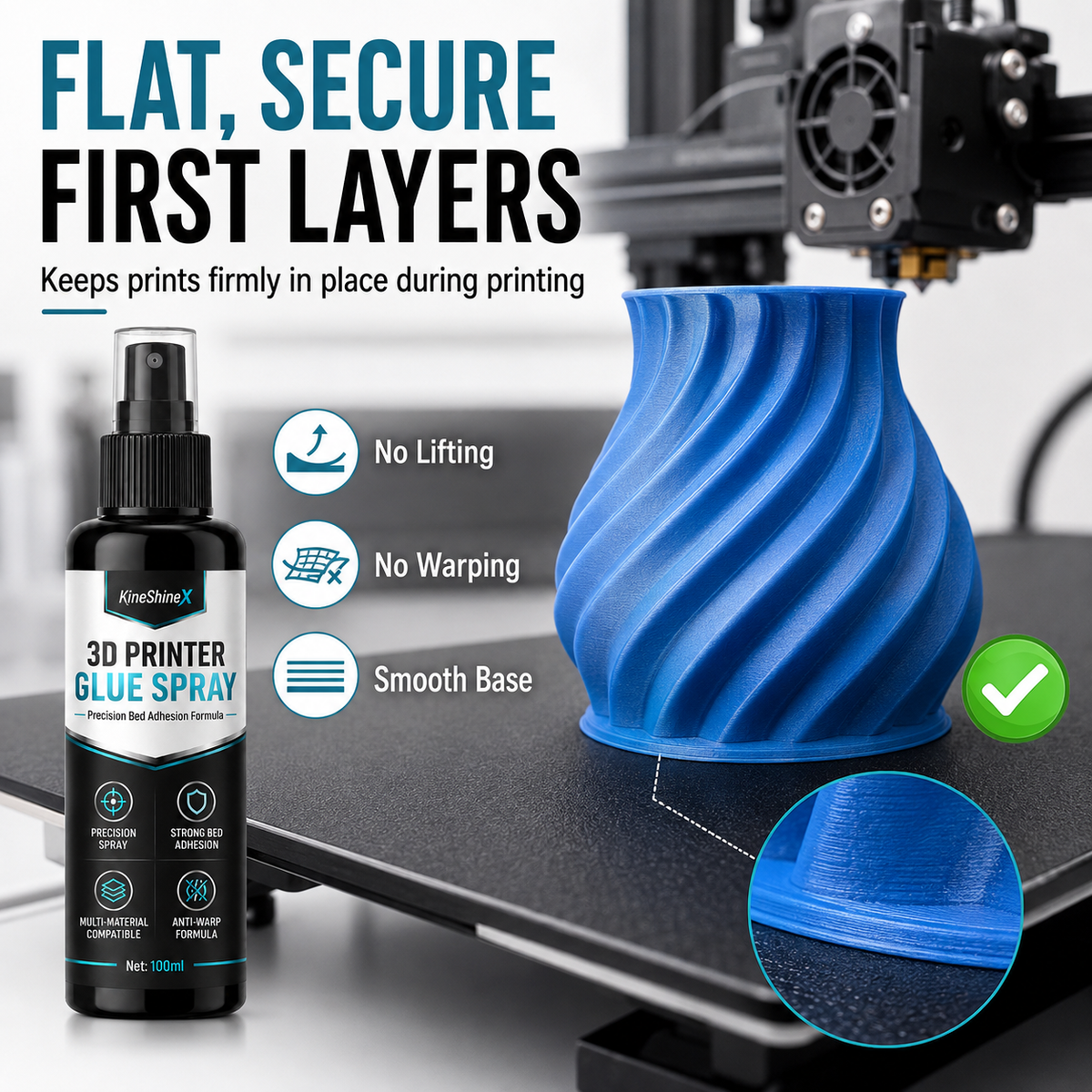 🥳2026 TOP PICK🥳 3D Printer Adhesive Spray – Strong Bed Grip, Anti-Warp Formula – Easy Release After Cooling – Multi-Material Compatible! 🛡️💨