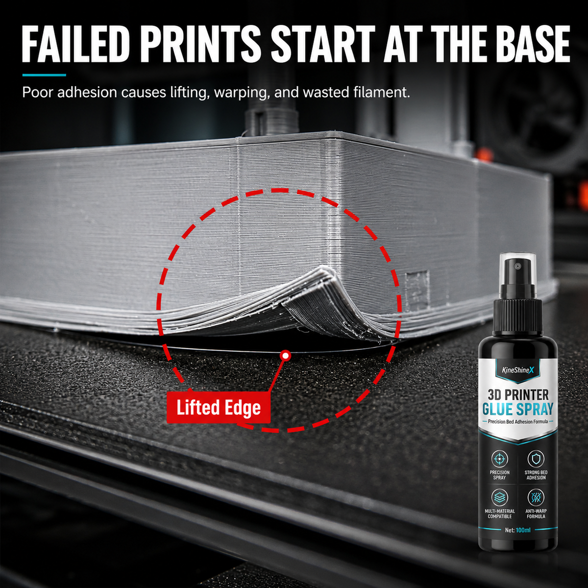 🥳2026 TOP PICK🥳 3D Printer Adhesive Spray – Strong Bed Grip, Anti-Warp Formula – Easy Release After Cooling – Multi-Material Compatible! 🛡️💨