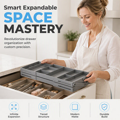 🥳2026 TOP PICK🥳 Drawer Organizer – Expandable Collapsible Design, Multi-Tier Structure – Maximizes Space, Premium Minimalist Style – Fits Any Drawer! 🛡️💨