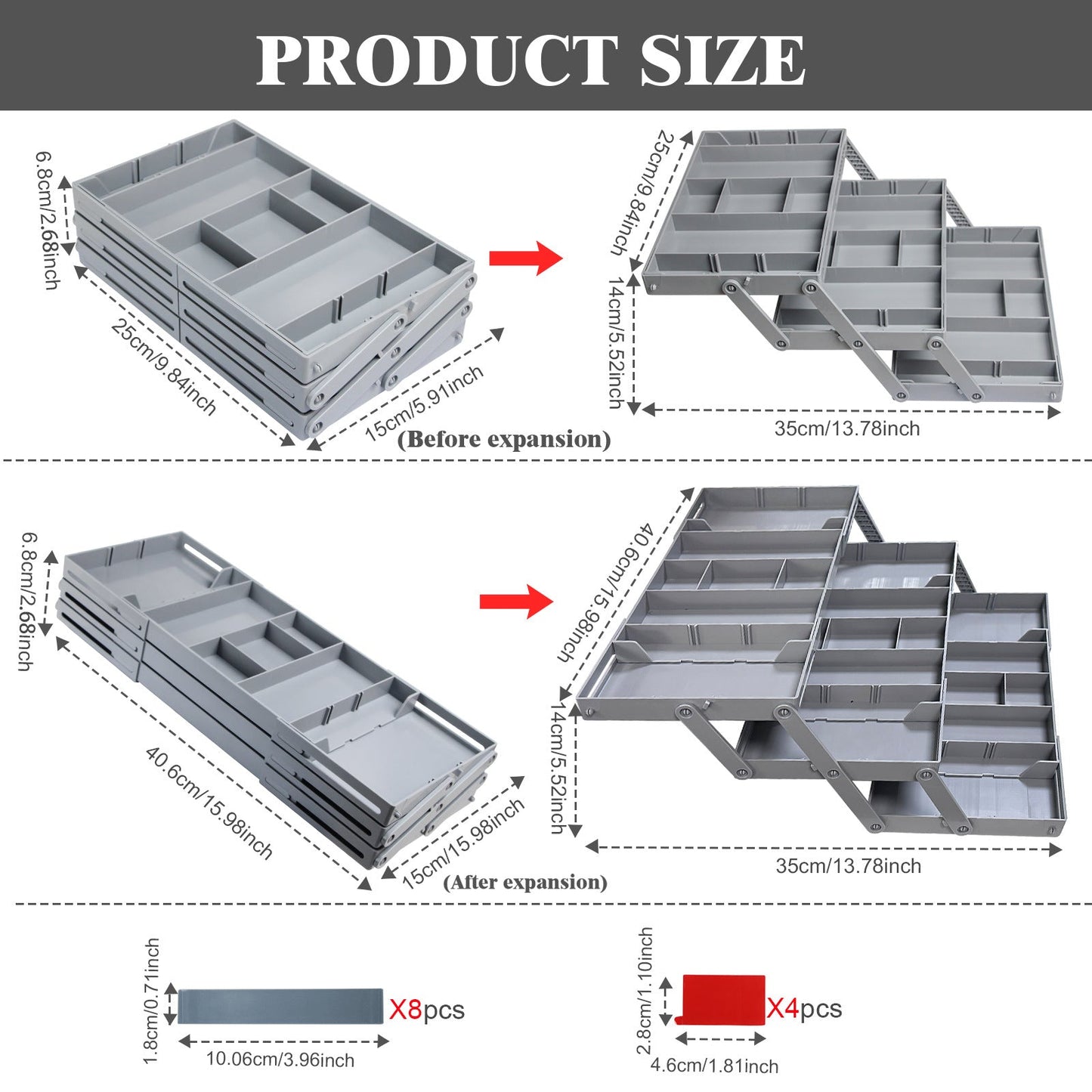 🥳2026 TOP PICK🥳 Drawer Organizer – Expandable Collapsible Design, Multi-Tier Structure – Maximizes Space, Premium Minimalist Style – Fits Any Drawer! 🛡️💨