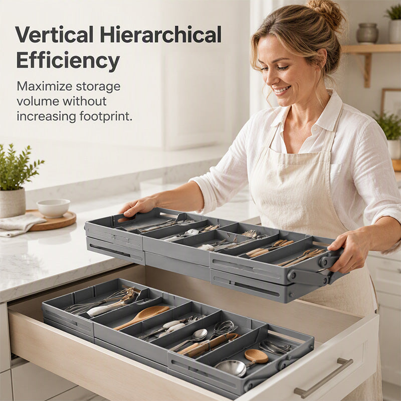 🥳2026 TOP PICK🥳 Drawer Organizer – Expandable Collapsible Design, Multi-Tier Structure – Maximizes Space, Premium Minimalist Style – Fits Any Drawer! 🛡️💨