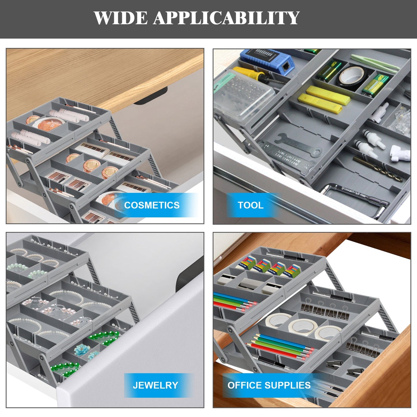 🥳2026 TOP PICK🥳 Drawer Organizer – Expandable Collapsible Design, Multi-Tier Structure – Maximizes Space, Premium Minimalist Style – Fits Any Drawer! 🛡️💨