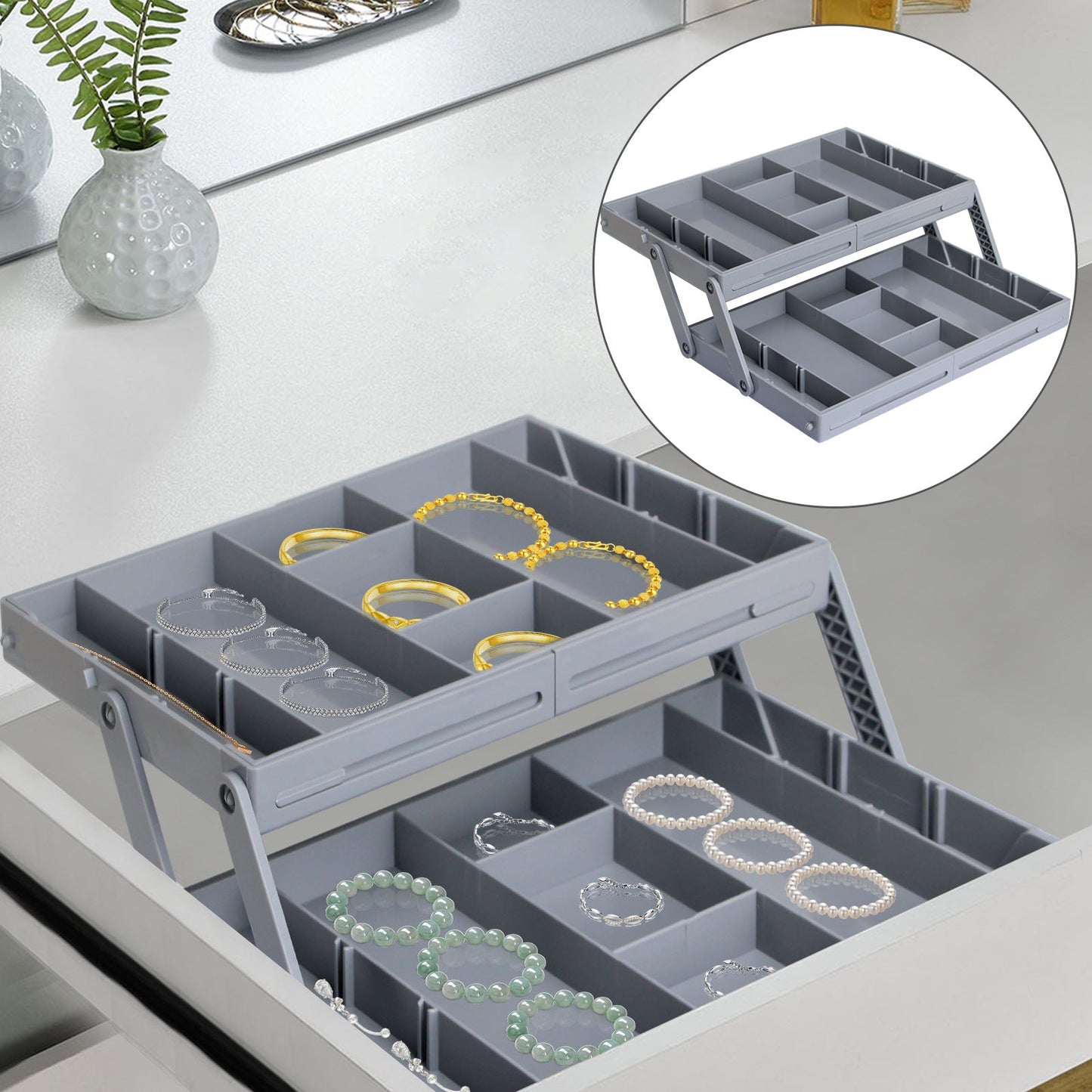 🥳2026 TOP PICK🥳 Drawer Organizer – Expandable Collapsible Design, Multi-Tier Structure – Maximizes Space, Premium Minimalist Style – Fits Any Drawer! 🛡️💨