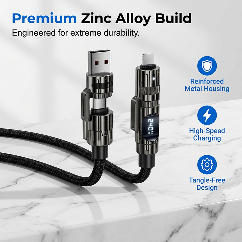 Smart Digital Display 4-in-1 Charging Cable