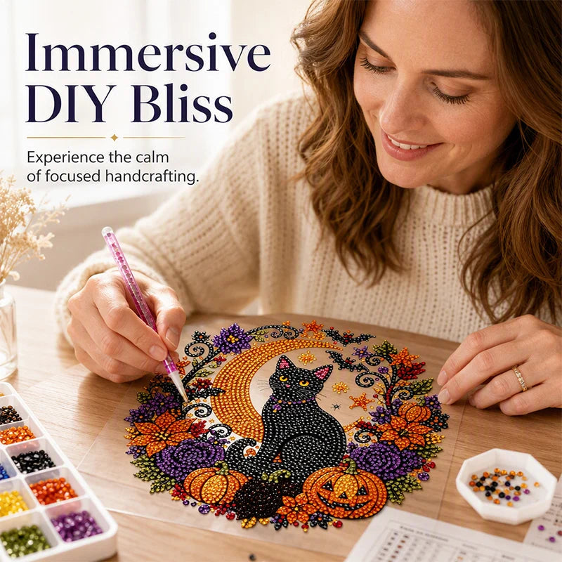 🥳HOT SALE🥳💞12K+ SOLD! Halloween Ornament – From £12.99! DIY suncatcher, resin beads & cat/pumpkin design. Festive craft – grab yours! ✅