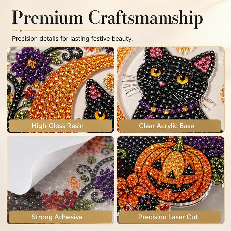 🥳HOT SALE🥳💞12K+ SOLD! Halloween Ornament – From £12.99! DIY suncatcher, resin beads & cat/pumpkin design. Festive craft – grab yours! ✅