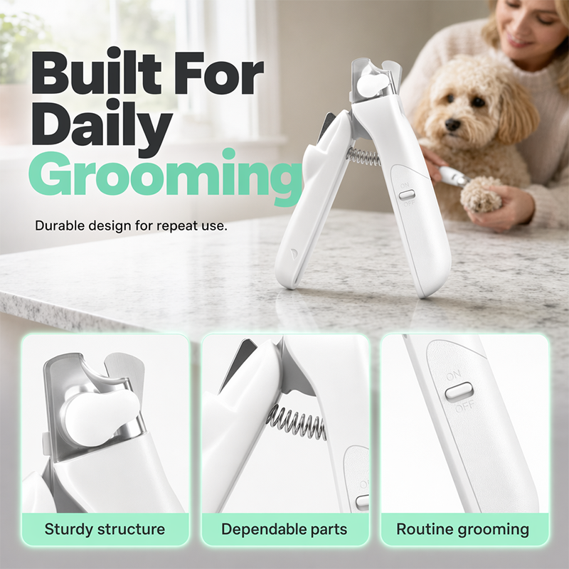 🥳2026 BESTSELLER🥳 Pet Nail Clipper with LED – Stainless Steel Blade, Ergonomic Grip – Built-in File, Compact – Grooming Essential! 🛡️💨