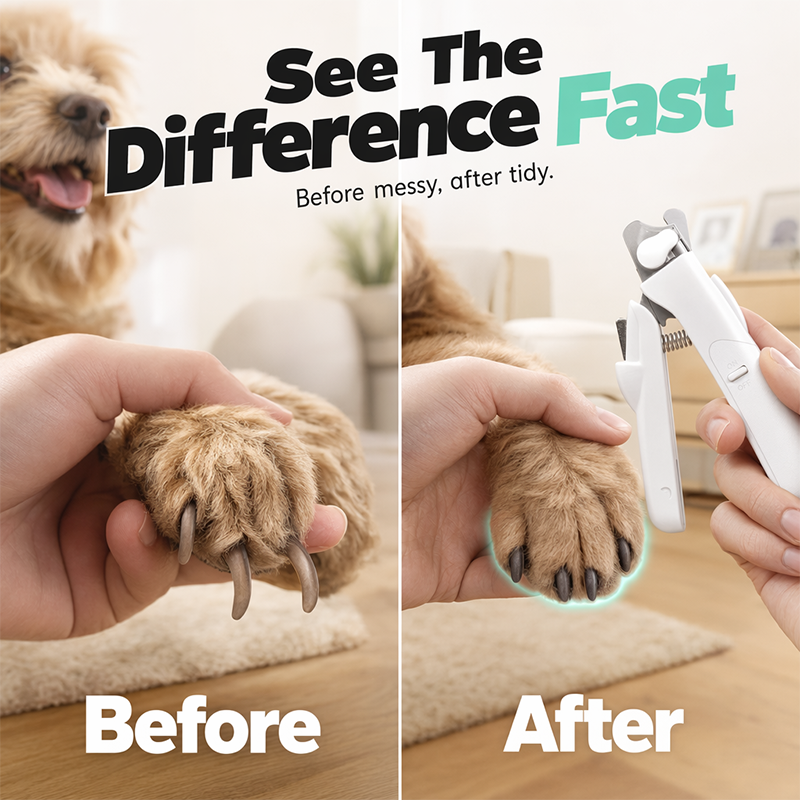 🥳2026 BESTSELLER🥳 Pet Nail Clipper with LED – Stainless Steel Blade, Ergonomic Grip – Built-in File, Compact – Grooming Essential! 🛡️💨