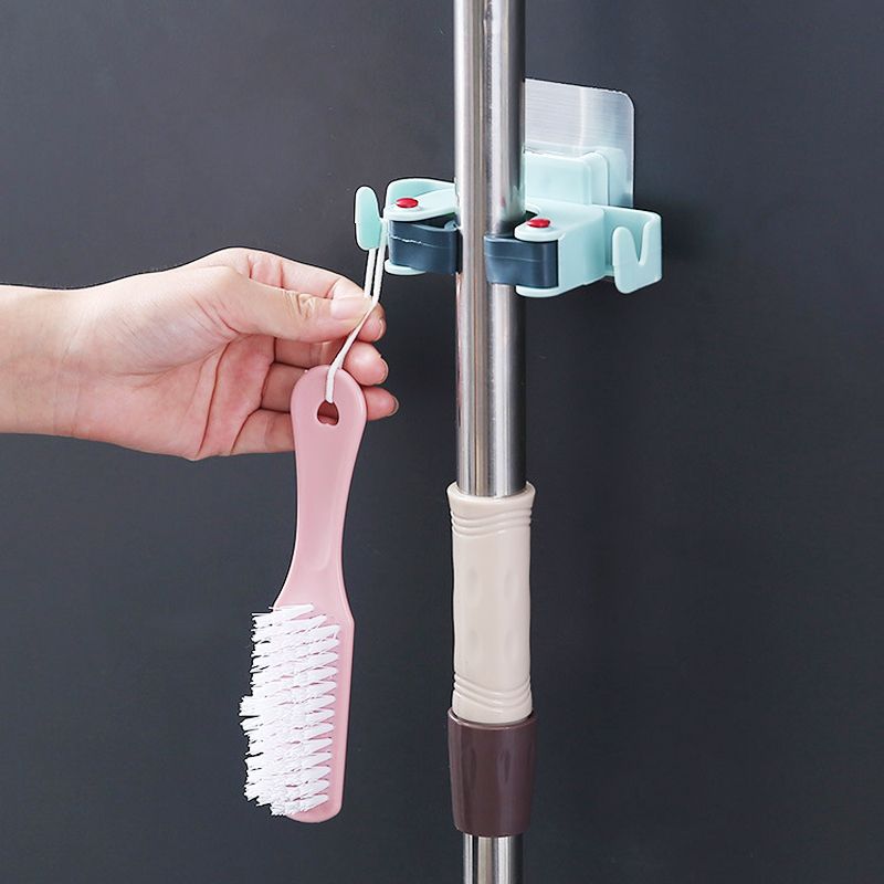 🥳HOT SALE🥳💞50K+ SOLD! Mop Clip Holder – From £6.98! Nail-free adhesive, holds 3kg & 2 hooks. Tidy space instantly – grab yours! ✅