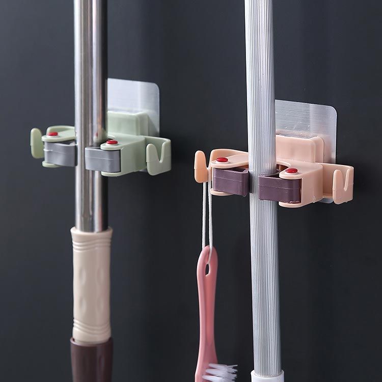 🥳HOT SALE🥳💞50K+ SOLD! Mop Clip Holder – From £6.98! Nail-free adhesive, holds 3kg & 2 hooks. Tidy space instantly – grab yours! ✅