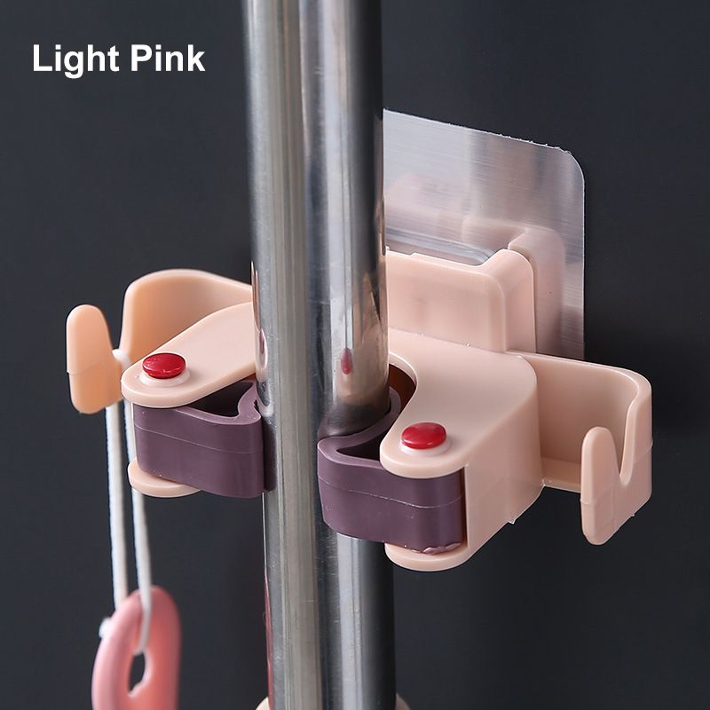 🥳HOT SALE🥳💞50K+ SOLD! Mop Clip Holder – From £6.98! Nail-free adhesive, holds 3kg & 2 hooks. Tidy space instantly – grab yours! ✅