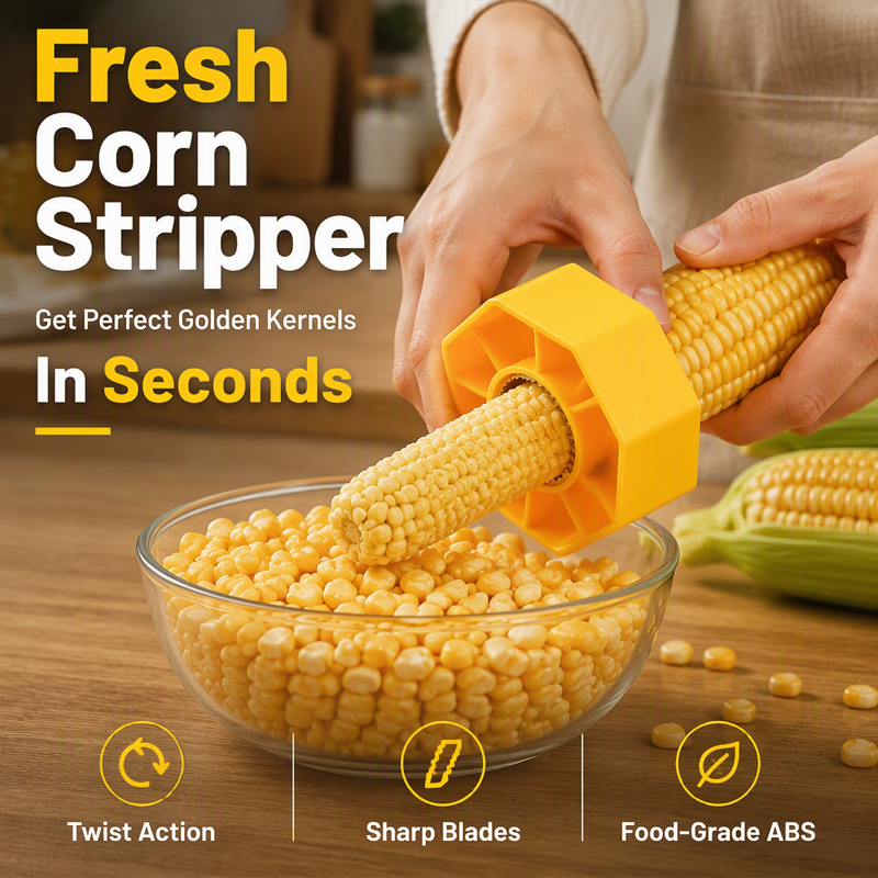 🥳HOT SALE🥳💞50K+ SOLD! Corn Stripper – From £5.99! Stainless blade, non-slip grip & mess-free. Strips corn in seconds – grab yours! ✅