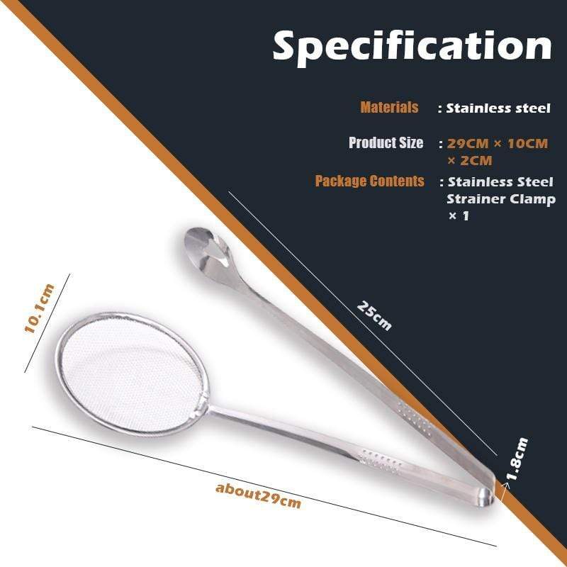 🍡50% OFF NOW! Stainless Steel Oil‑Leak Strainer Clamp – 2‑in‑1 Filter Spoon & Food Tongs, Multifunctional Kitchen Skimmer Tongs for Frying Meatballs, Deep‑Frying Food & Oil Filtering