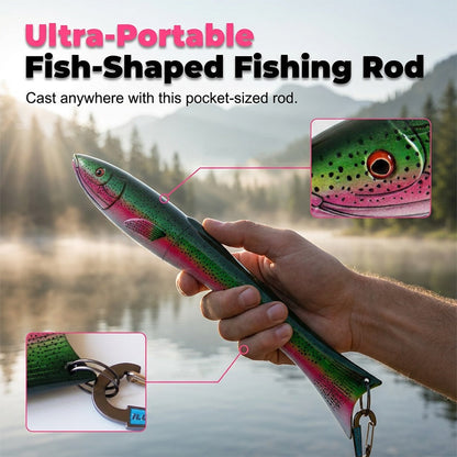 🥳HOT SALE🥳💞10K+ SOLD! Fish-Shaped Rod – From £12.99! Folds to 30cm, extends to 160cm & realistic design. Perfect gift – grab yours! ✅