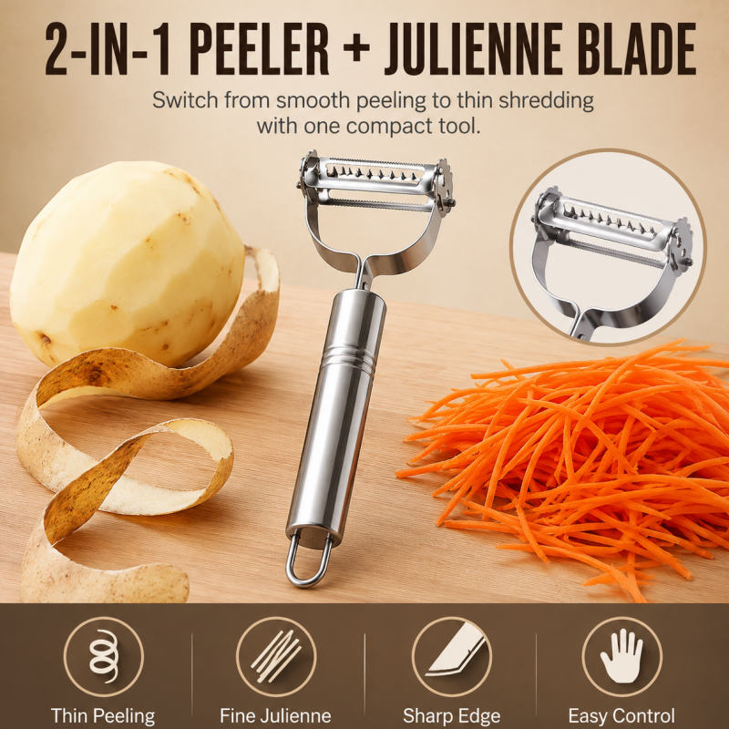 🥳HOT SALE🥳💞50K+ SOLD! Peeler & Slicer – From £3.99! Dual-blade, rust-resistant & ergonomic. Peels & juliennes in seconds – grab yours! ✅