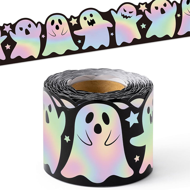 🔥50% OFF 🎃 Halloween Holographic Laser Ghost Border Sticker👻, 5M Waterproof Outdoor Window Halloween Party Decor ✨