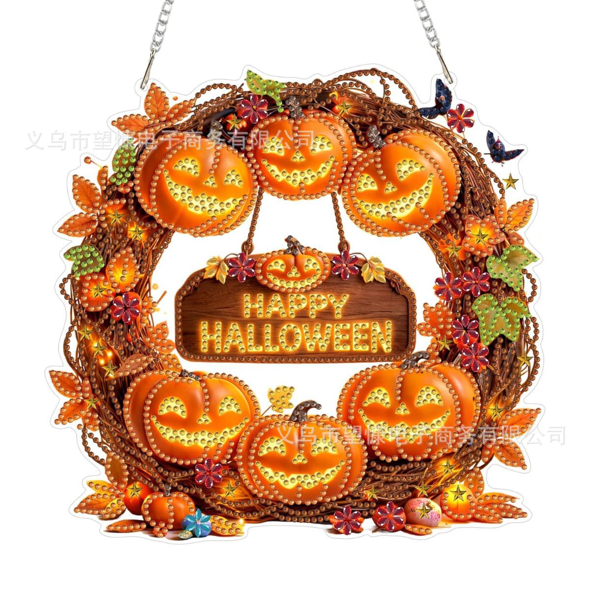 🔥50% OFF 🍂 Autumnal Pumpkin Wreath Diamond Painting Hanging Decor, Complete DIY Kit