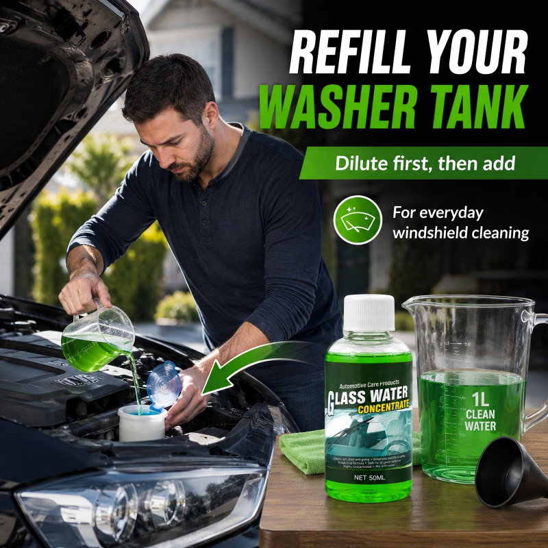 🥳2026 HOT SALE🥳💞50K+ SOLD! 💧✨ 50% OFF! Glass Concentrate – 10ml makes 1L, cuts bugs & grime, streak-free. 1 bottle = 50L. From £6.99 – lowest price online! 🚗💪