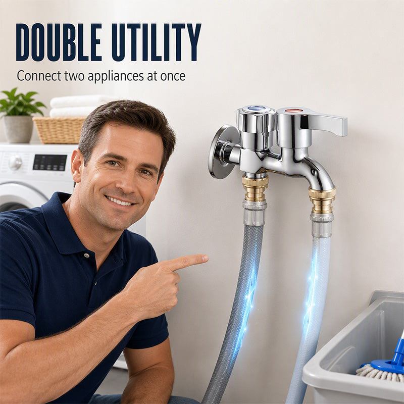 🥳HOT SALE🥳💞50K+ SOLD! Dual-Outlet Faucet – From £6.99! Independent dual control, brass & corrosion-resistant. One faucet, two uses – grab yours! ✅