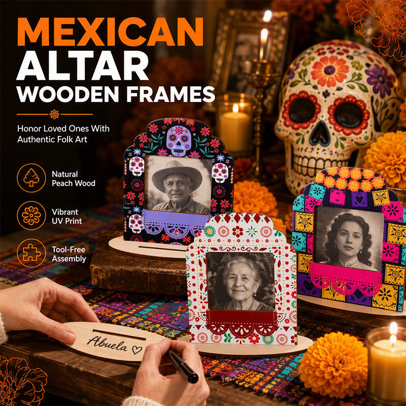 🥳HOT SALE🥳💞99K+ SOLD! Day of the Dead Frame – From £4.99! Sugar skull design, slide-in photo & writable banner. Festive keepsake – grab yours! ✅