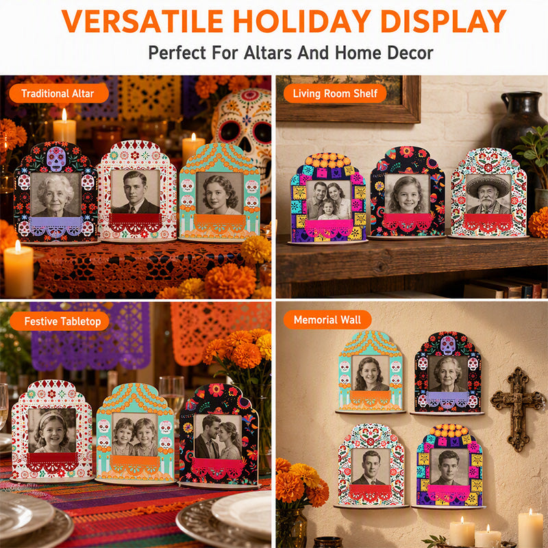 🥳HOT SALE🥳💞99K+ SOLD! Day of the Dead Frame – From £4.99! Sugar skull design, slide-in photo & writable banner. Festive keepsake – grab yours! ✅