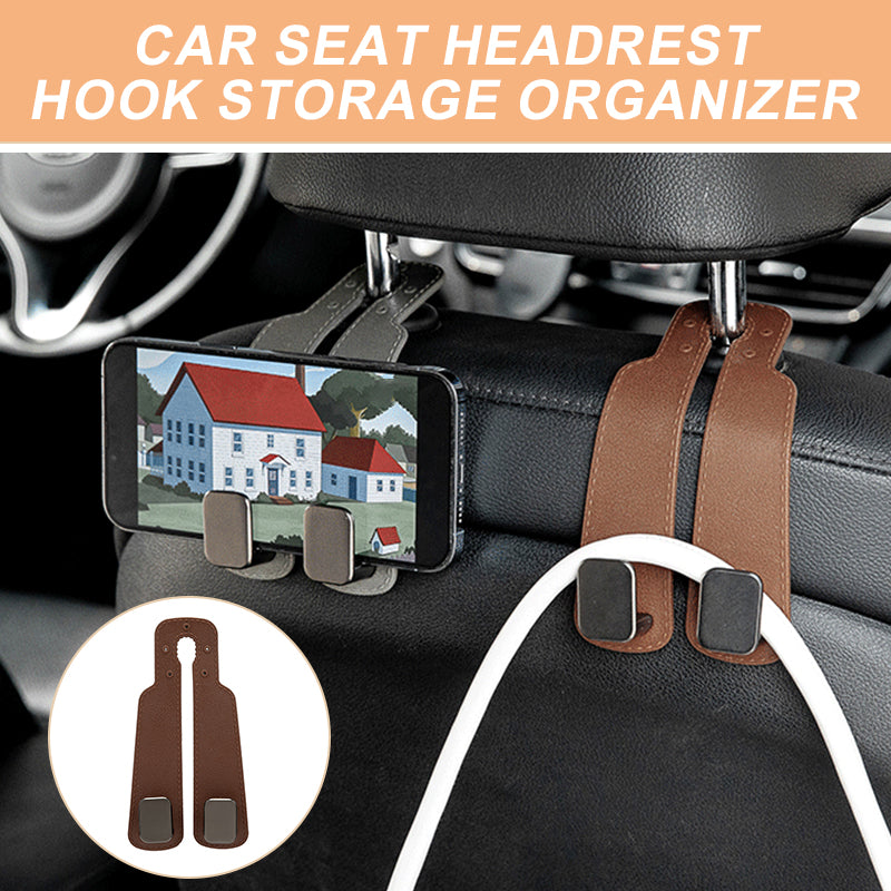 🥳HOT SALE🥳💞10K+ SOLD! Headrest Hook – From £5.99! Dual hooks, phone stand & easy install. Tidy car instantly – grab yours! ✅