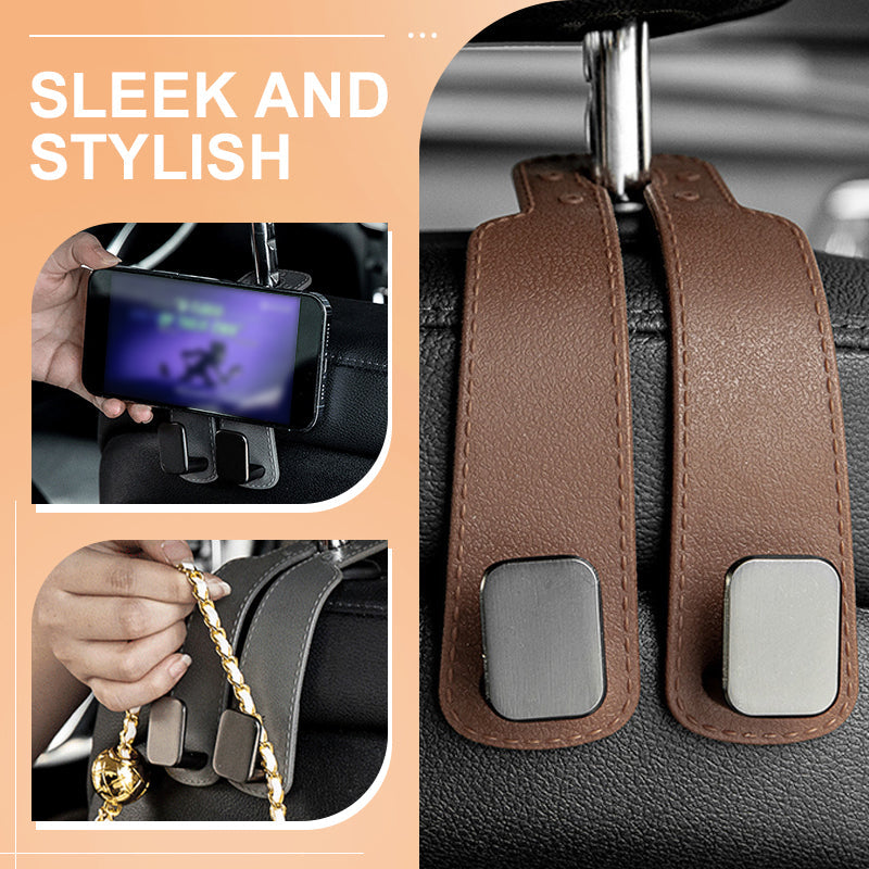 🥳HOT SALE🥳💞10K+ SOLD! Headrest Hook – From £5.99! Dual hooks, phone stand & easy install. Tidy car instantly – grab yours! ✅