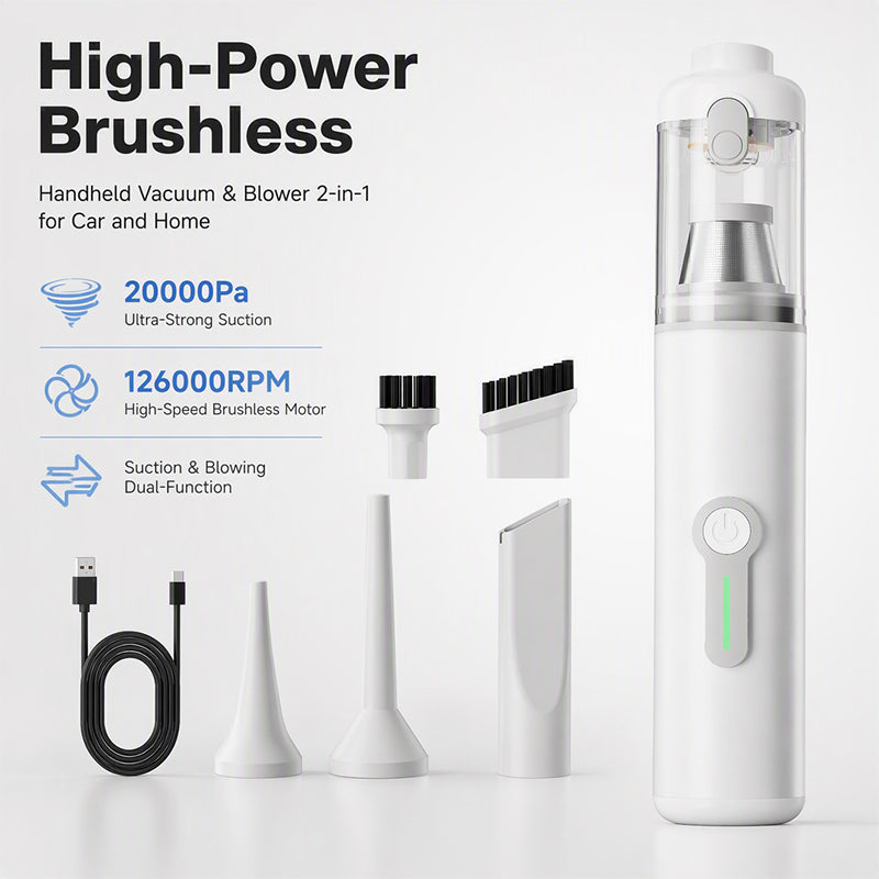 🥳2026 BESTSELLER🥾 Car Vacuum & Blower – 20000Pa Powerful Suction, 2-in-1 Design – 6000mAh Battery, Waterproof – Compact, Fits Glove Compartment! 🛡️💨