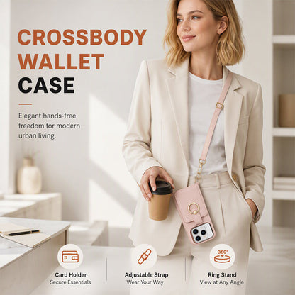 🎉 2026 Sale — Over 37,200 Sold!📱Magnetic PU Leather Wallet Case with Ring Stand & Crossbody Strap ✨