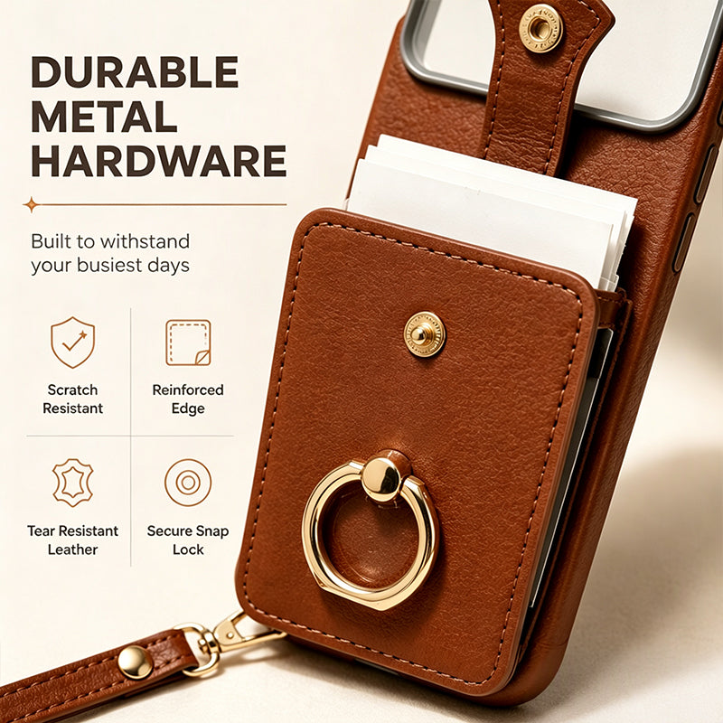 🎉 2026 Sale — Over 37,200 Sold!📱Magnetic PU Leather Wallet Case with Ring Stand & Crossbody Strap ✨