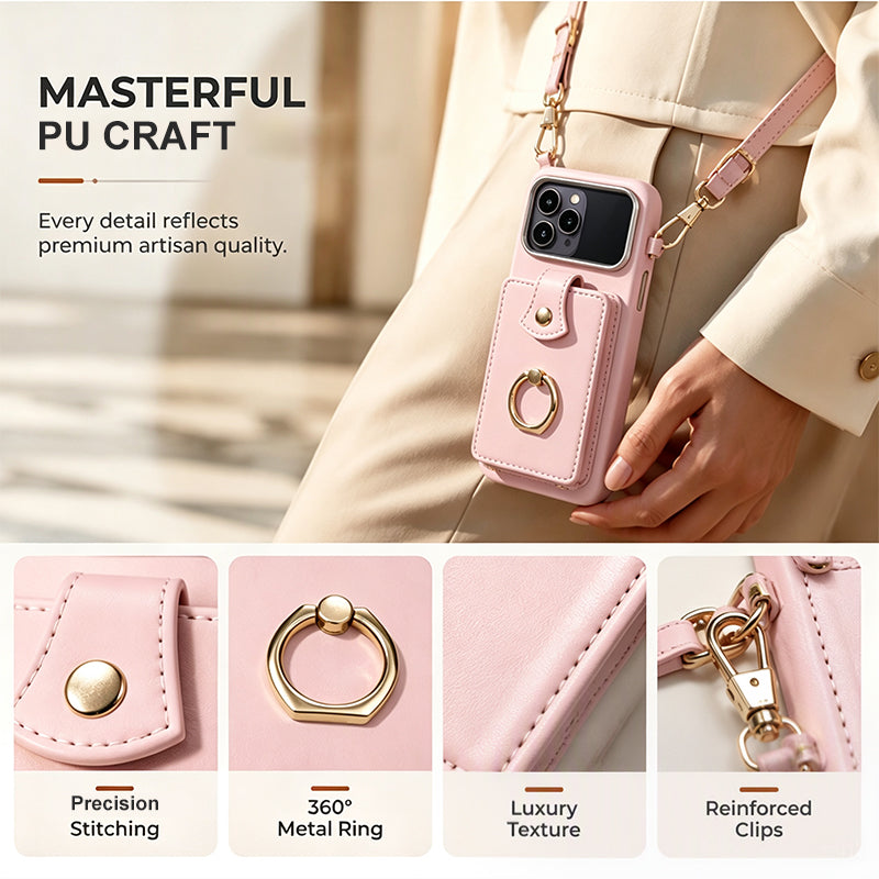 🎉 2026 Sale — Over 37,200 Sold!📱Magnetic PU Leather Wallet Case with Ring Stand & Crossbody Strap ✨