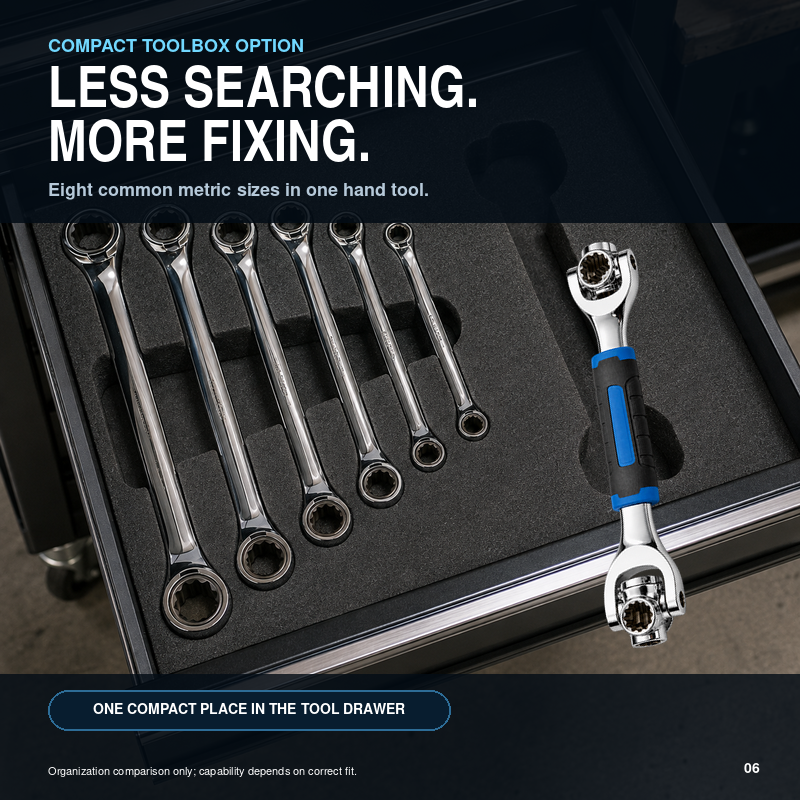 8-in-1 Dual Rotating Head Multi-Socket Wrench 8-19mm