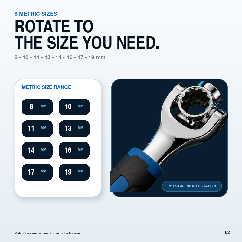 8-in-1 Dual Rotating Head Multi-Socket Wrench 8-19mm