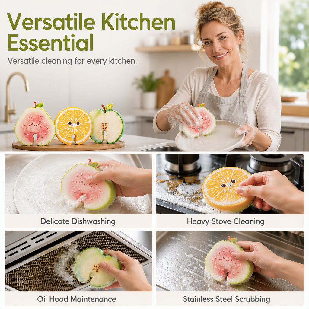 🔥 HOT SALE 50%OFF🍓Cute Fruit Shaped Dishwashing Sponge Scrubber✨