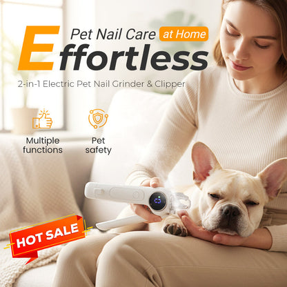 2-in-1 Electric Pet Nail Grinder & Clipper with LED Lights