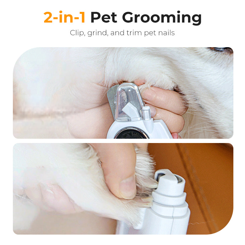 2-in-1 Electric Pet Nail Grinder & Clipper with LED Lights