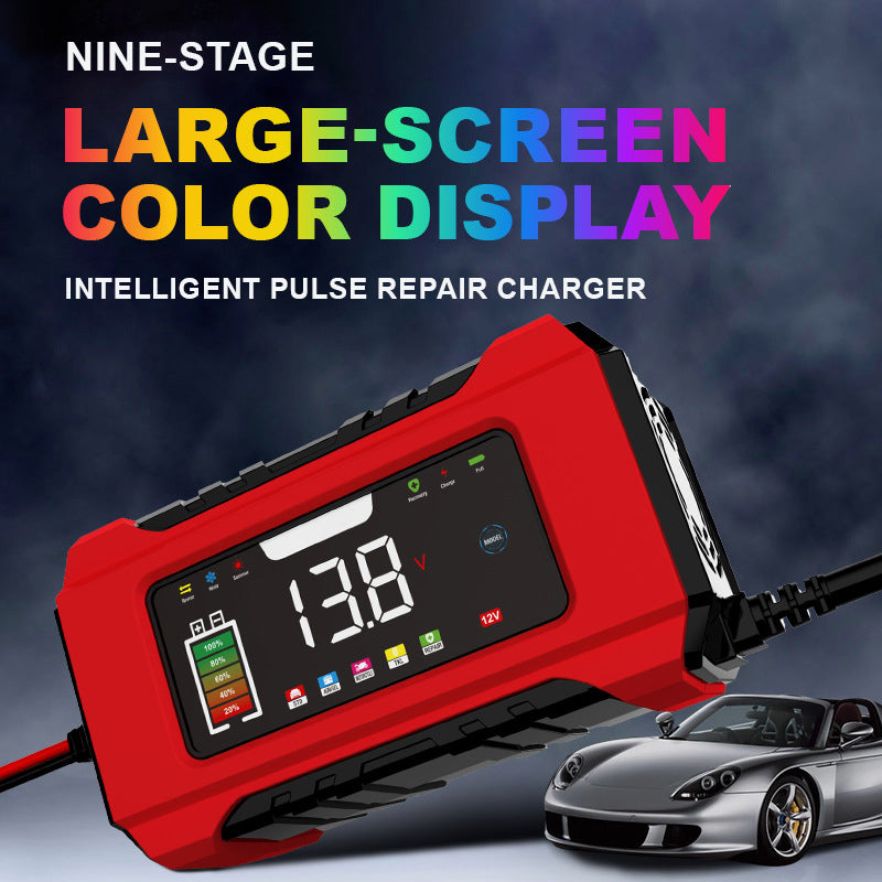 🔋 50% OFF NOW! 🚗 Smart Car Battery Charger – 9-Stage Charging, Pulse Repair & LCD Display – 12V 6A for Lead-Acid Batteries 🛡️