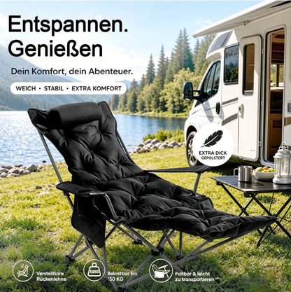 🥳2026 BESTSELLER🥾 Adjustable Folding Chair – 3/4 Recline Positions, Leg Rest – Reinforced Carbon Steel, 300 lbs – 600D Oxford – Folds for Camping & Beach! 🛡️💨