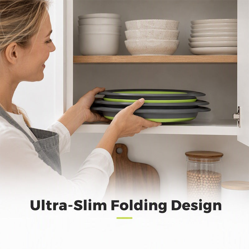 ⏰50% OFF – LAST CHANCE⏰ 3-Piece Collapsible Colander Set – Draining Base, Dual Handles – Folds Compact – Perfect for Veggies, Pasta & More! 🔥