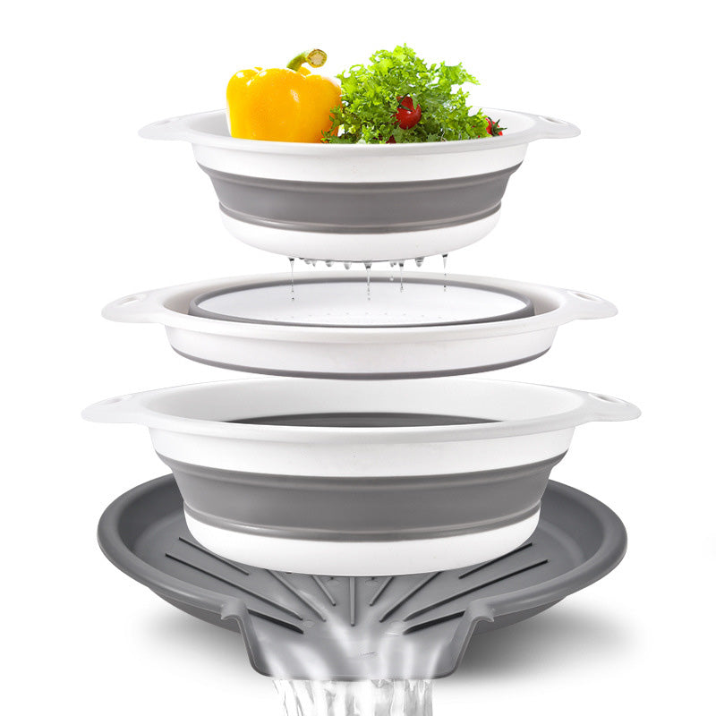 ⏰50% OFF – LAST CHANCE⏰ 3-Piece Collapsible Colander Set – Draining Base, Dual Handles – Folds Compact – Perfect for Veggies, Pasta & More! 🔥