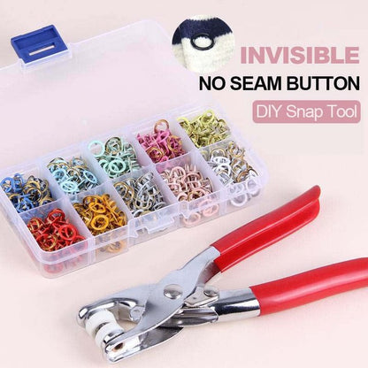 ⚡ DIY Button‑Sewing Kit – Rust‑Proof Copper Snaps, Hand Plier, Multi‑Colour ✨