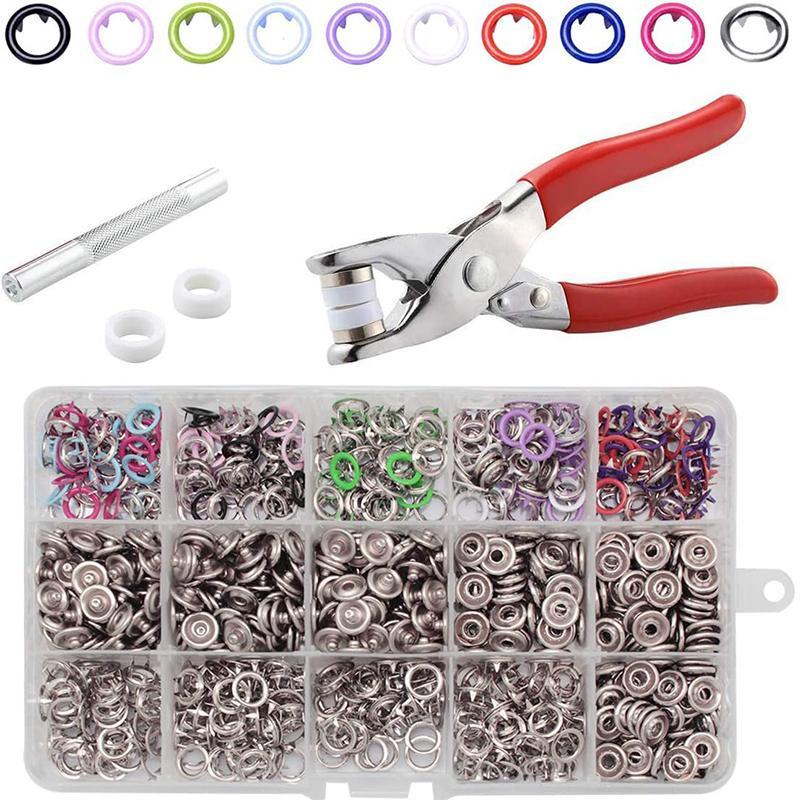 ⚡ DIY Button‑Sewing Kit – Rust‑Proof Copper Snaps, Hand Plier, Multi‑Colour ✨